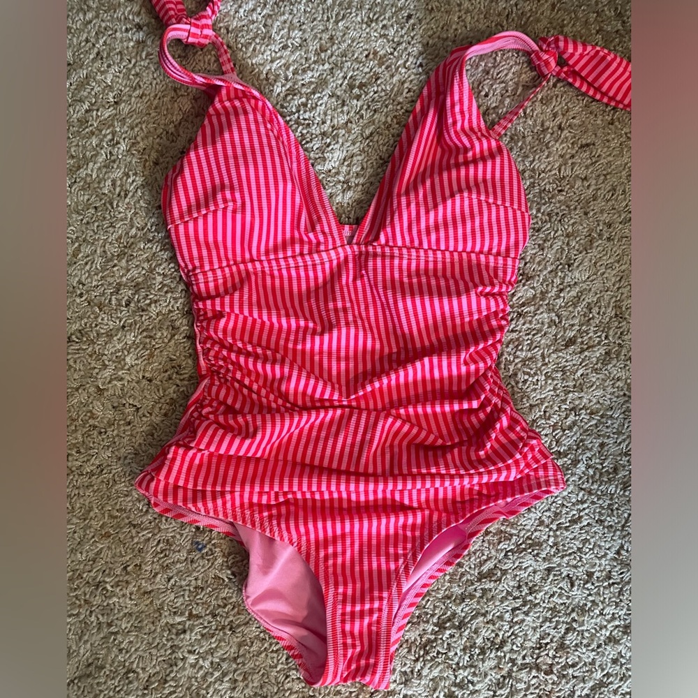 Pink Striped One-Piece Swimsuit